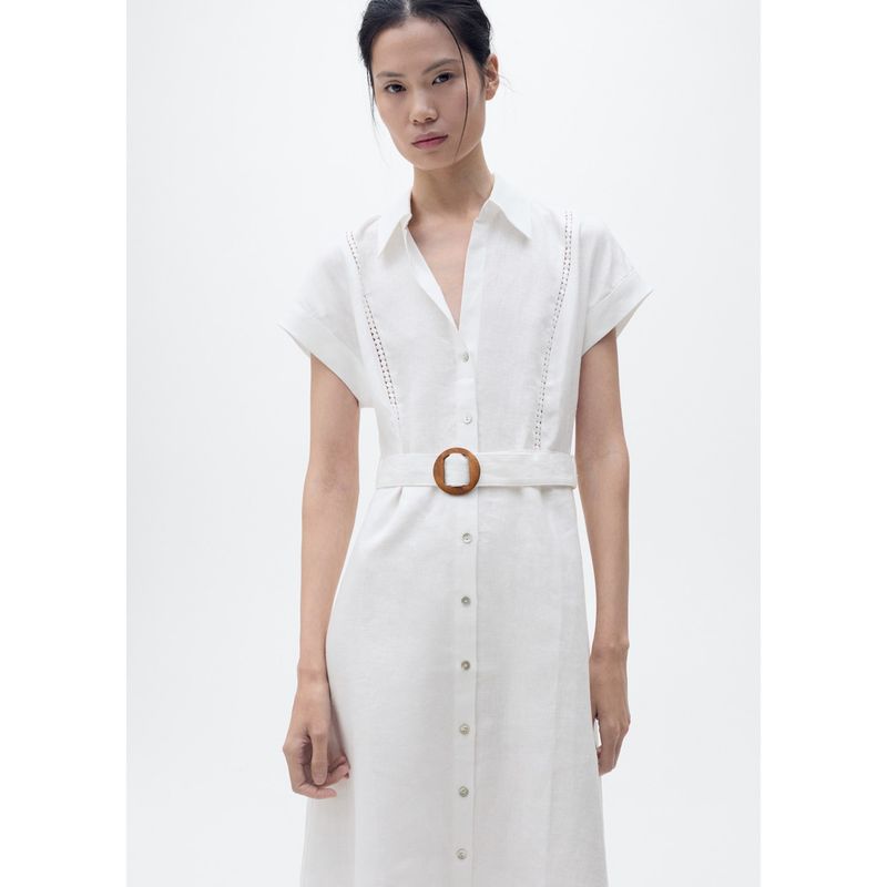 MANGO - Vestido Largo De Lino Mujer Mango