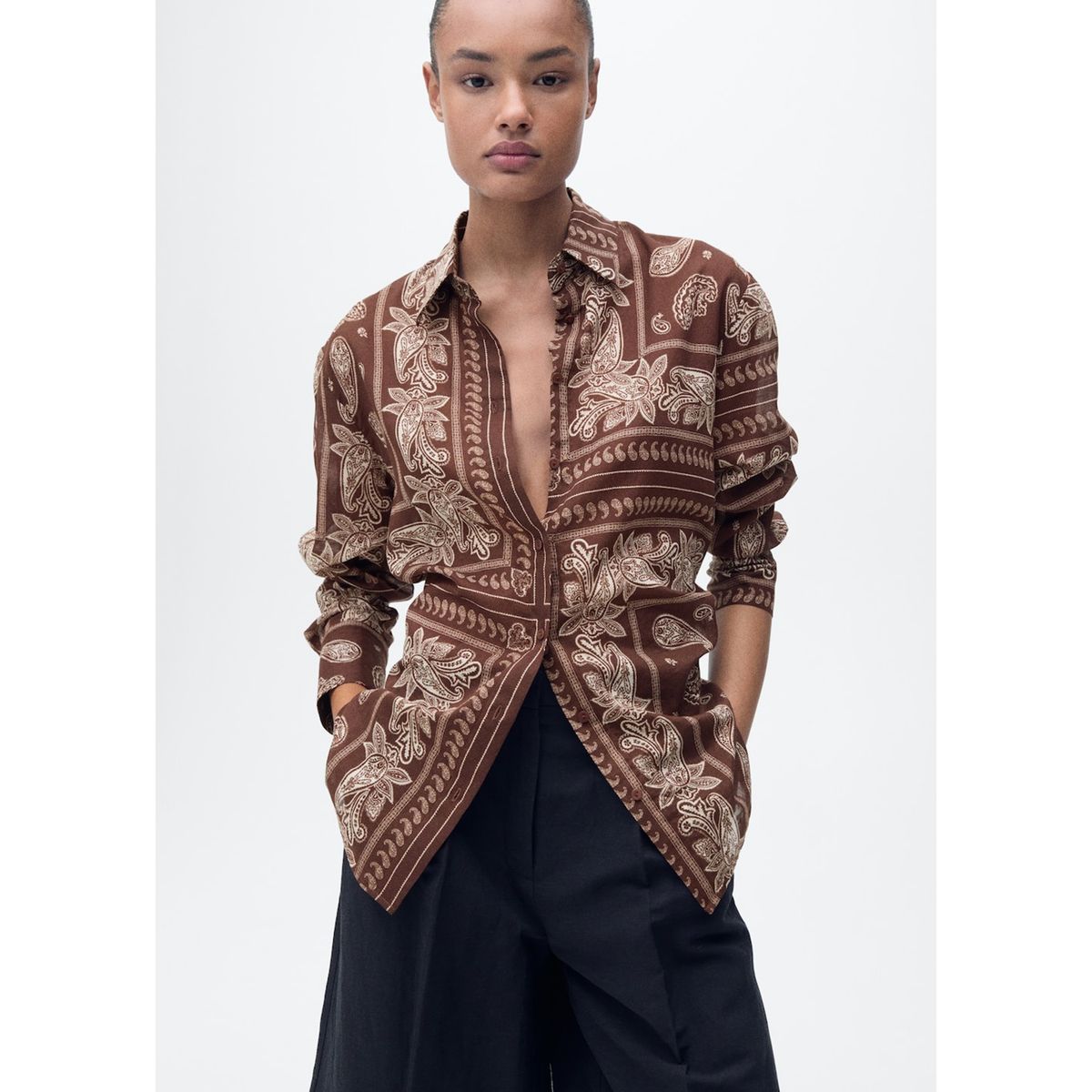 MANGO - Blusa 100% Algodón Mujer Mango