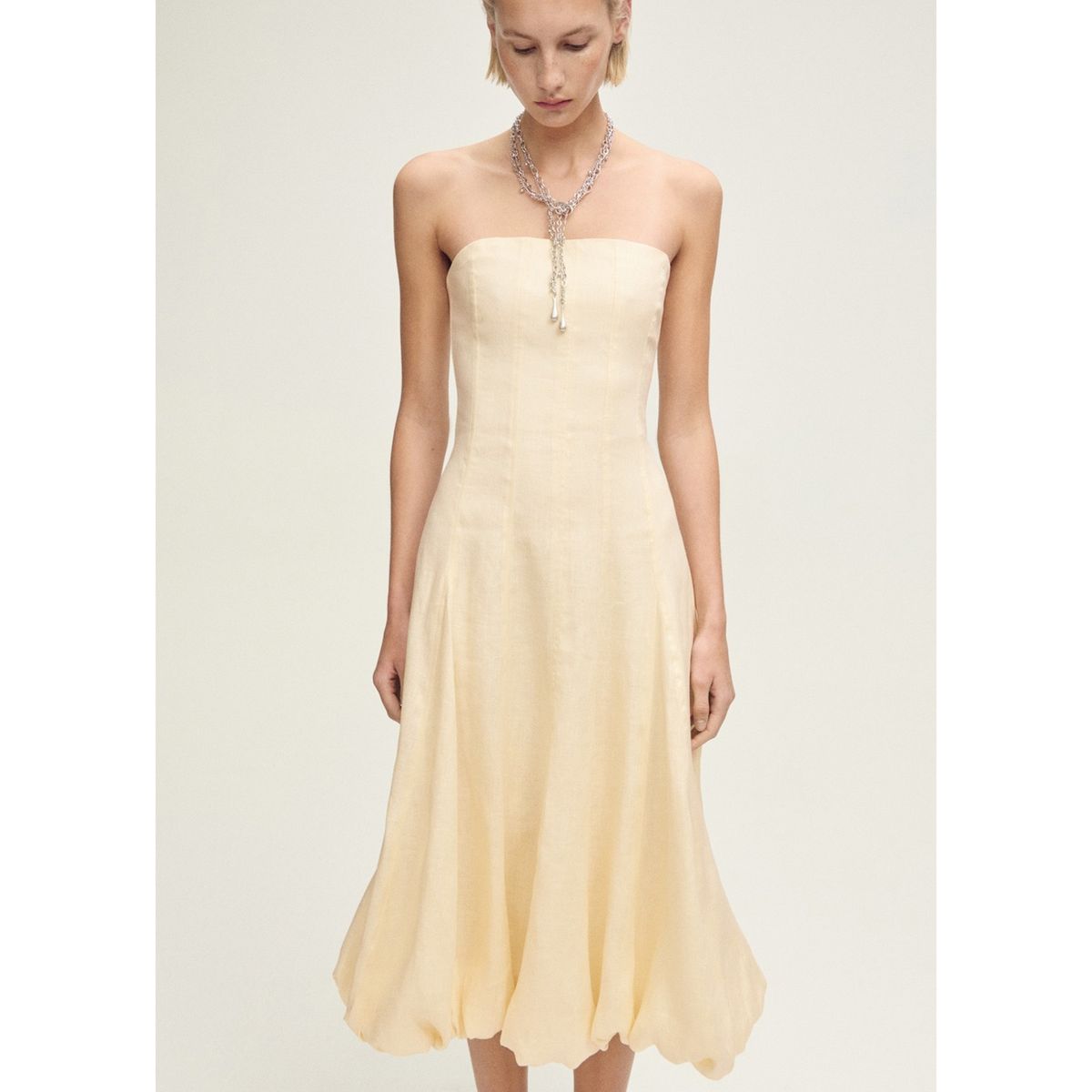 MANGO - Vestido Largo De Lino Mujer Mango