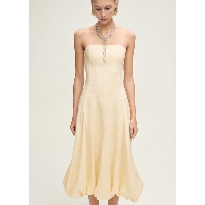 MANGO - Vestido Largo De Lino Mujer Mango