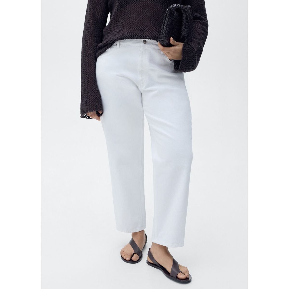 MANGO - Pantalón Recto 100% Algodón Mujer Mango