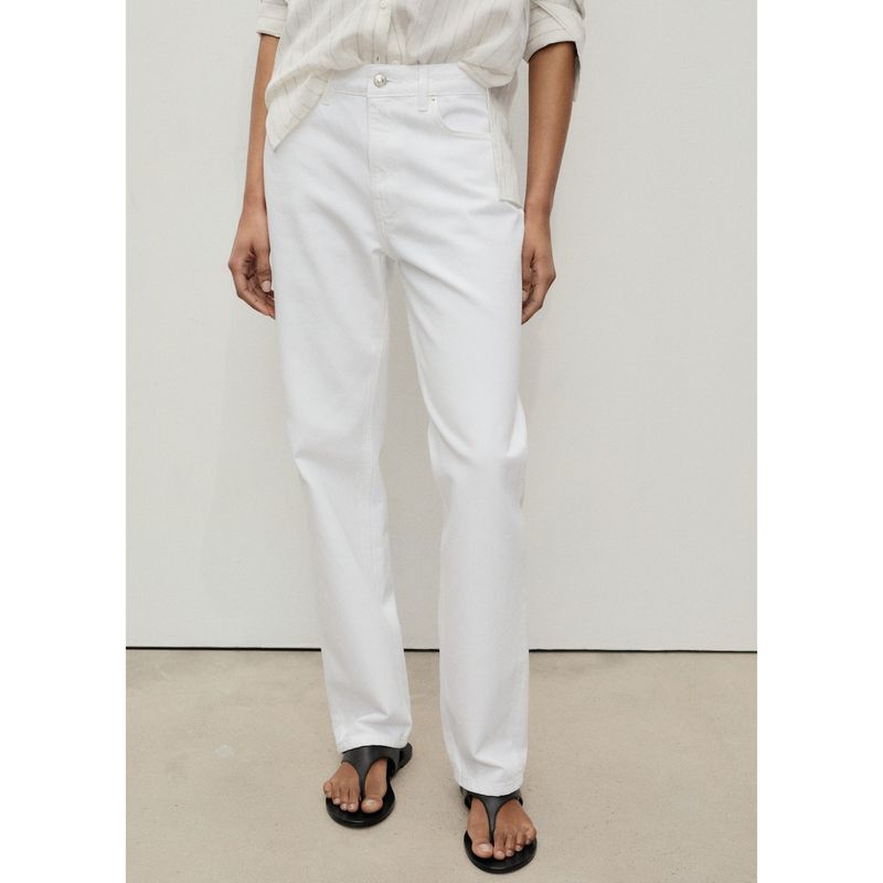 MANGO - Pantalón Recto 100% Algodón Mujer Mango