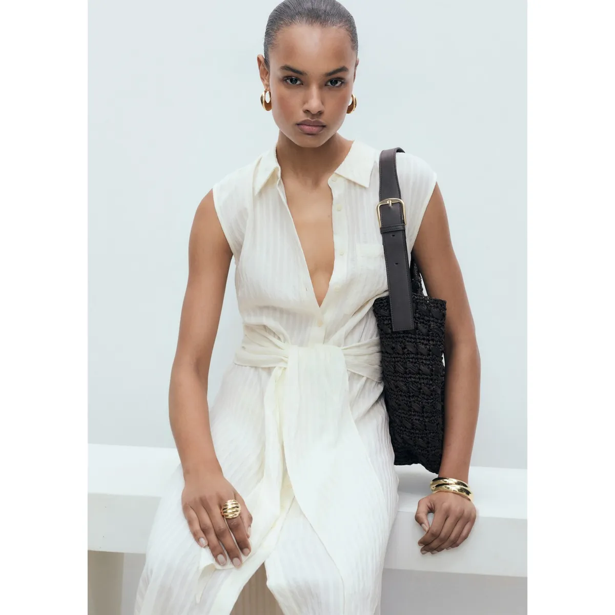 MANGO - Vestido Largo Casual Mujer Mango