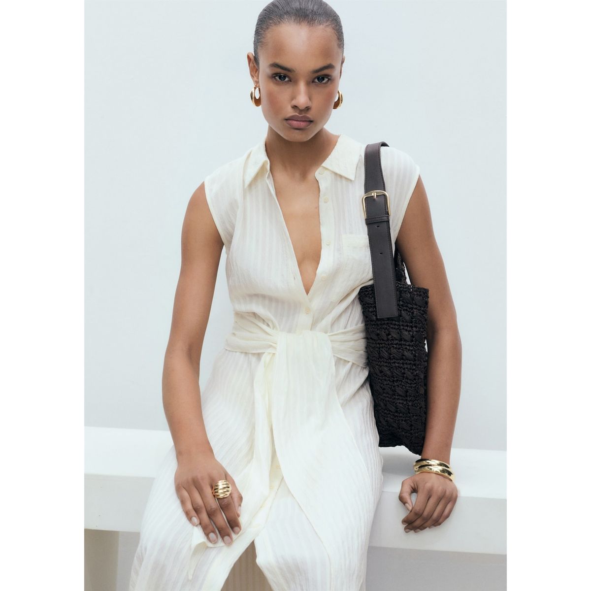 MANGO - Vestido Largo Casual Mujer Mango