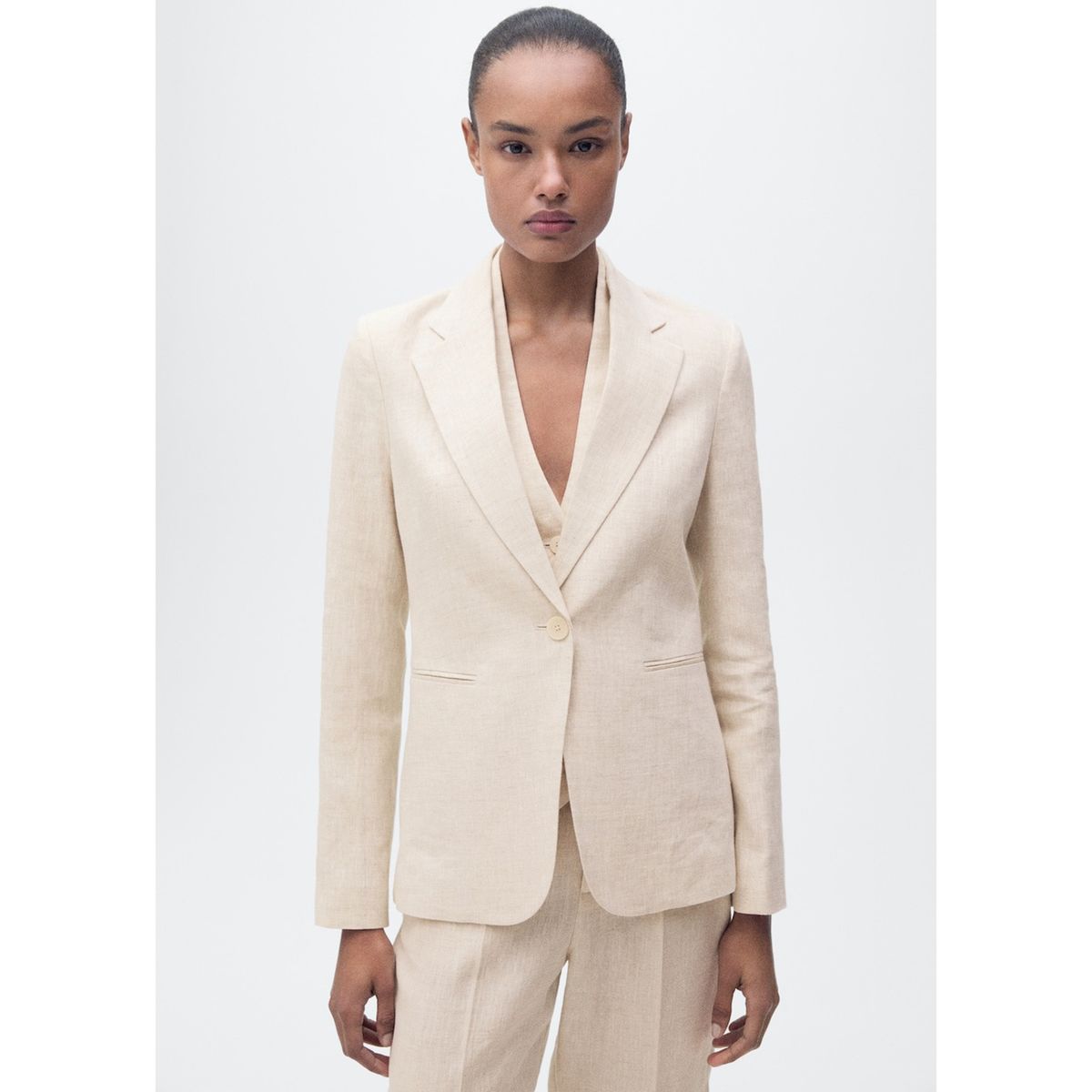 MANGO - Blazer 100% Lino Mujer Mango