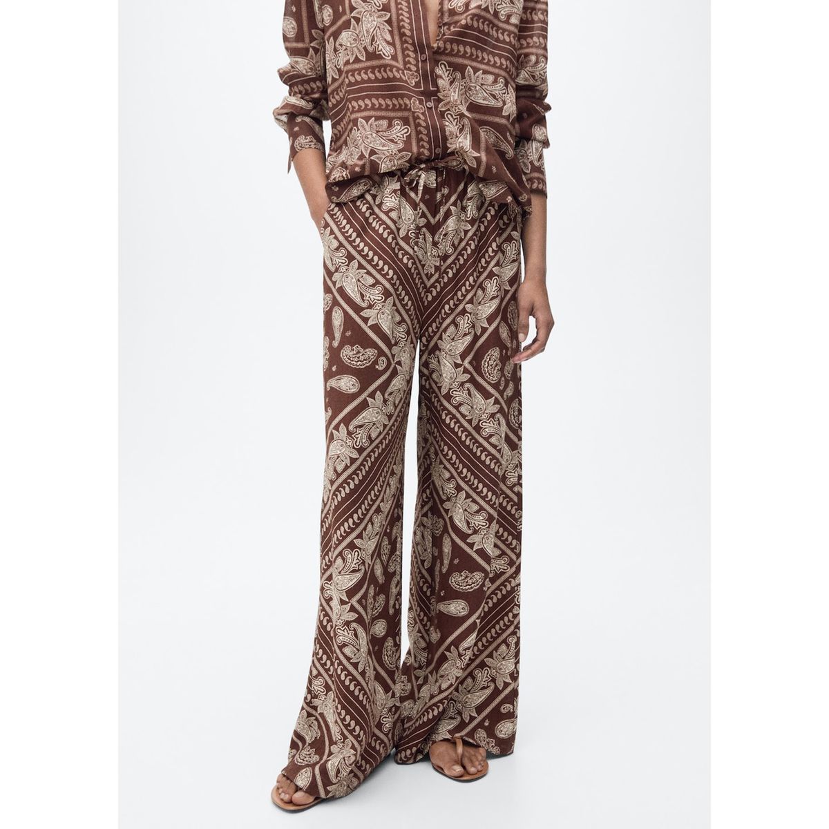 MANGO - Pantalón Wide Leg Mujer Mango