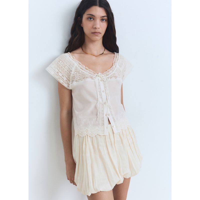 MANGO - Blusa 100% Algodón Mujer Mango