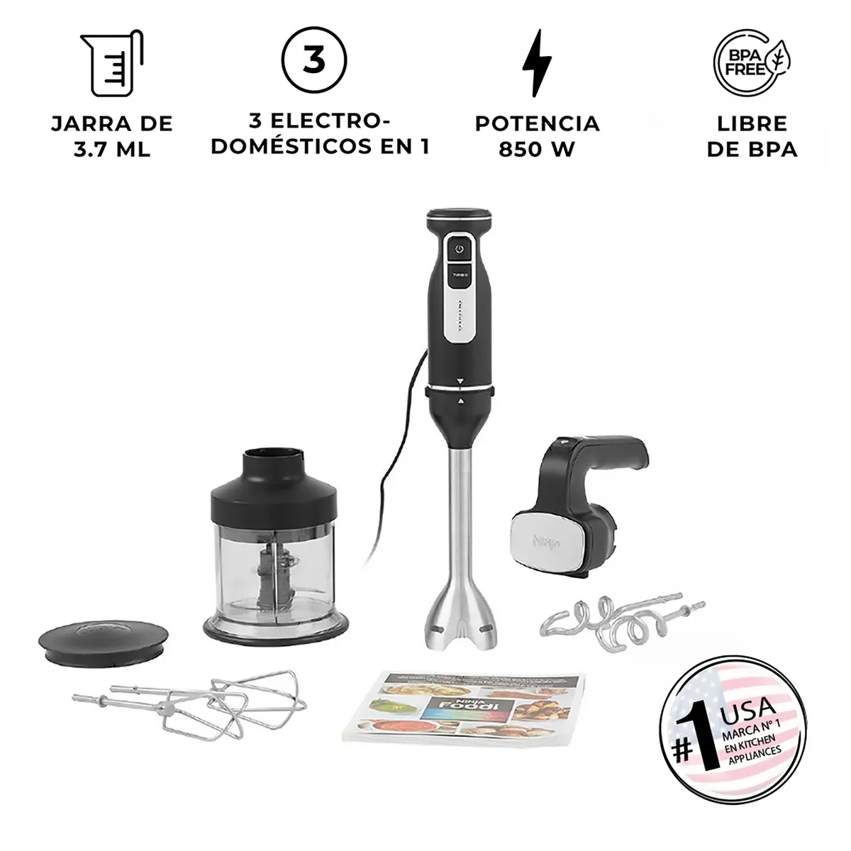 NINJA - Batidora De Mano 2 En 1 Ninja Foodi Ci100eu