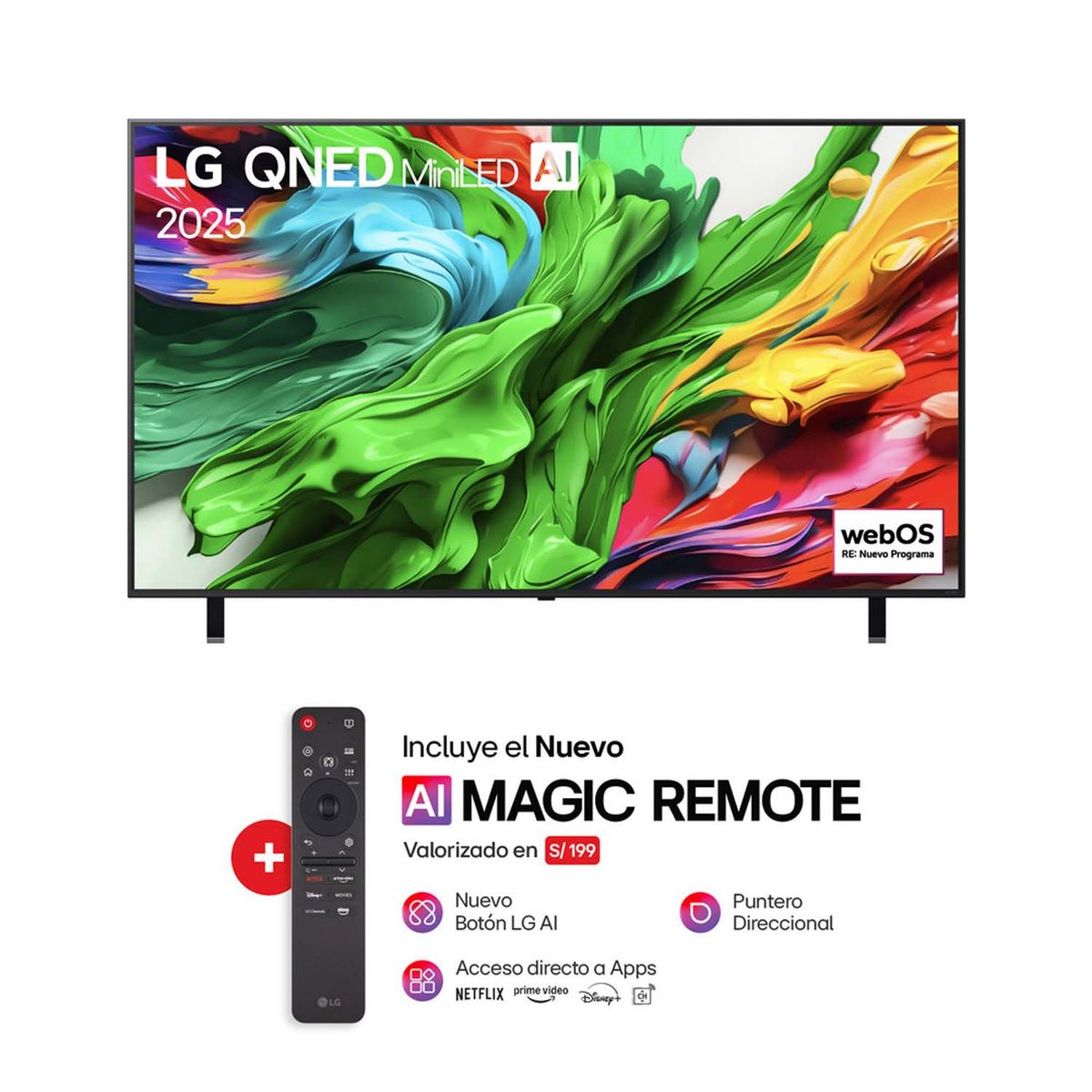 LG - Televisor LG 55" Qned Mini LED 4K THINQ Ai 55Qned85Asg Smart Tv (2025)
