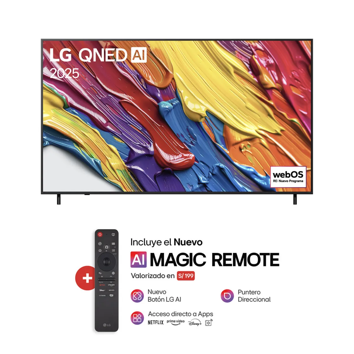LG - Televisor LG 65" Qned 4K THINQ Ai 65Qned82Asg Smart Tv (2025)