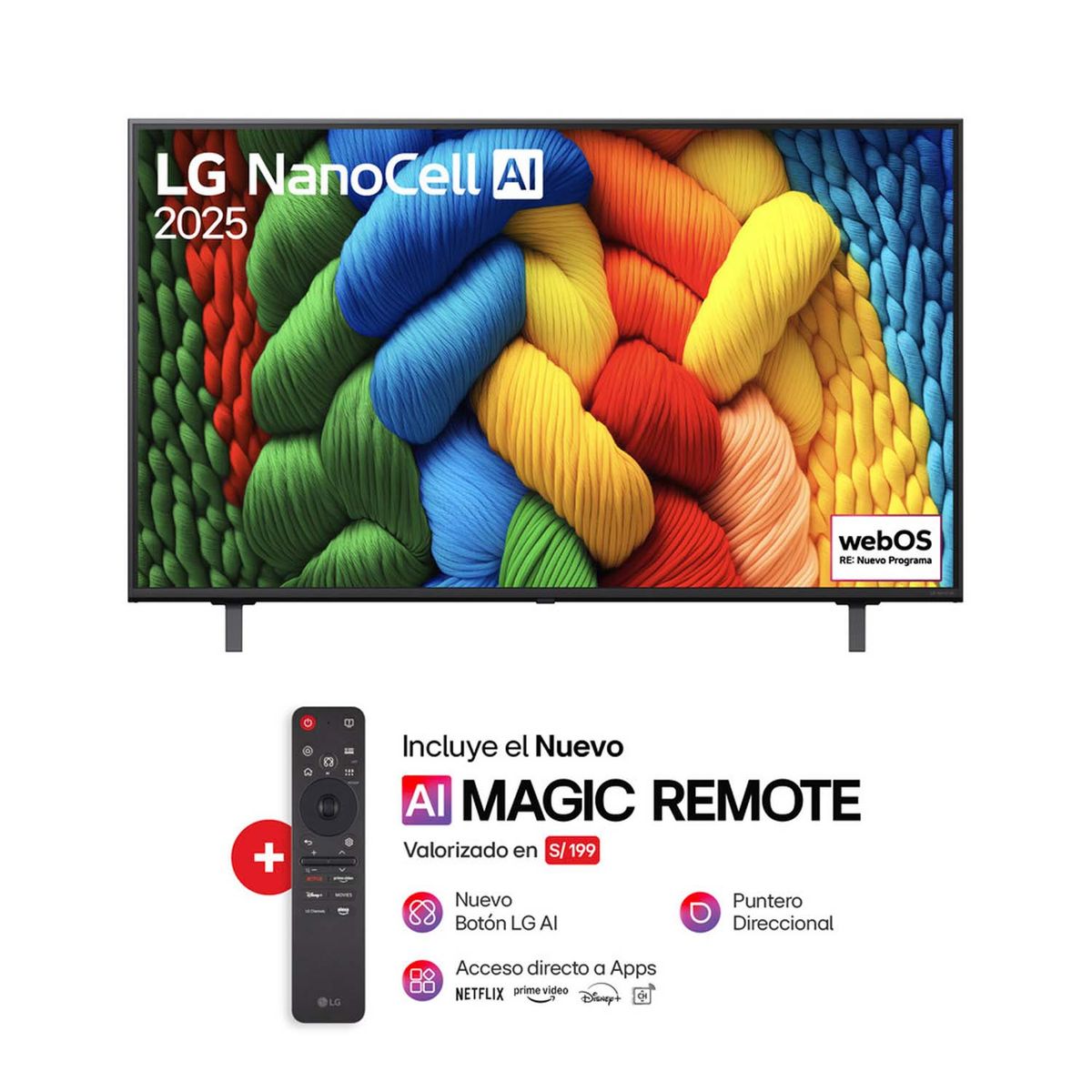 LG - Televisor LG 86" NANOCELL 4K THINQ Ai 86NANO80Asa Smart Tv (2025)