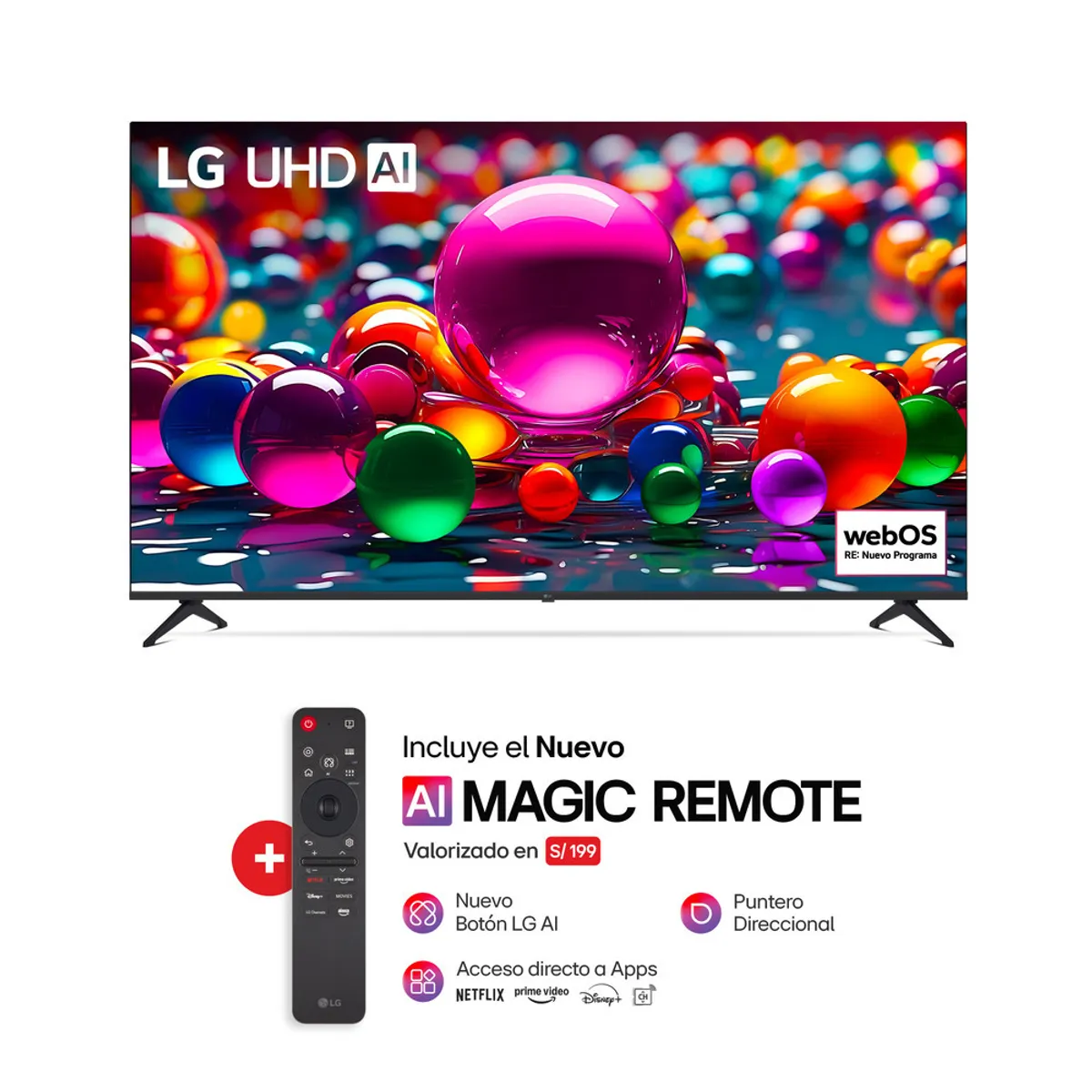 LG - Televisor LG 75" UHD 4K THINQ AI 75UA8050PSA SMART TV