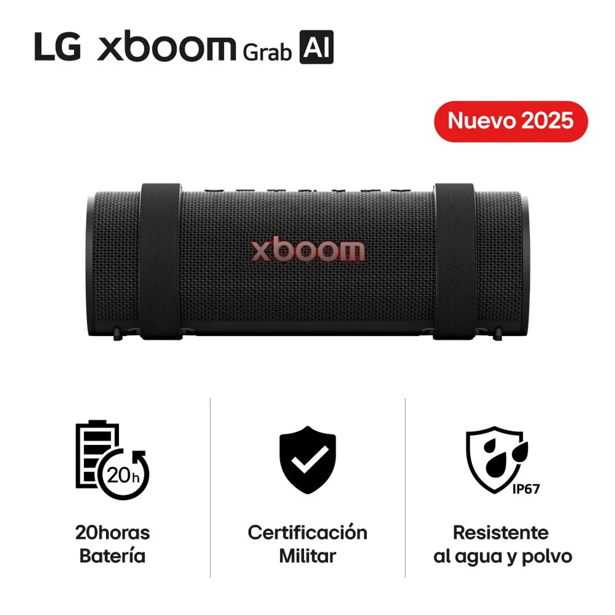 LG - Parlante Bluetooth LG XBOOM Grab 30W Certifición Militar Ip67 (2025)