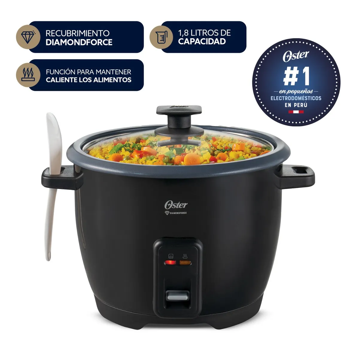 OSTER - Olla Arrocera Oster 1.8L Antiadherente DiamondForce  CKSTRCB10DFBLK