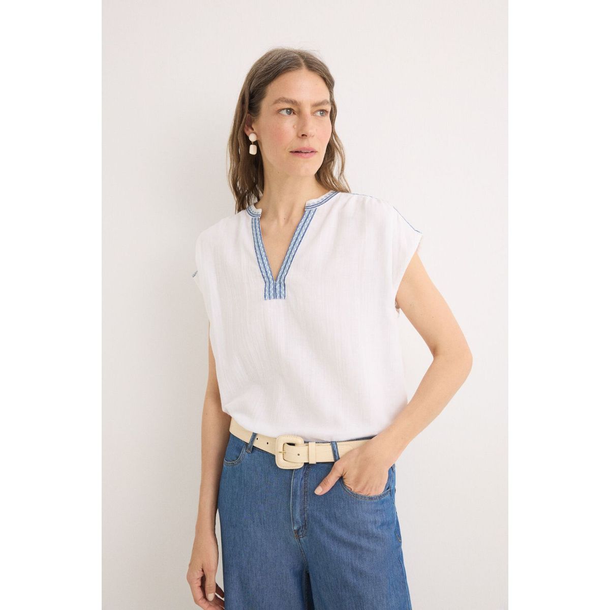 CORTEFIEL - Blusa 100% Algodón Mujer Cortefiel