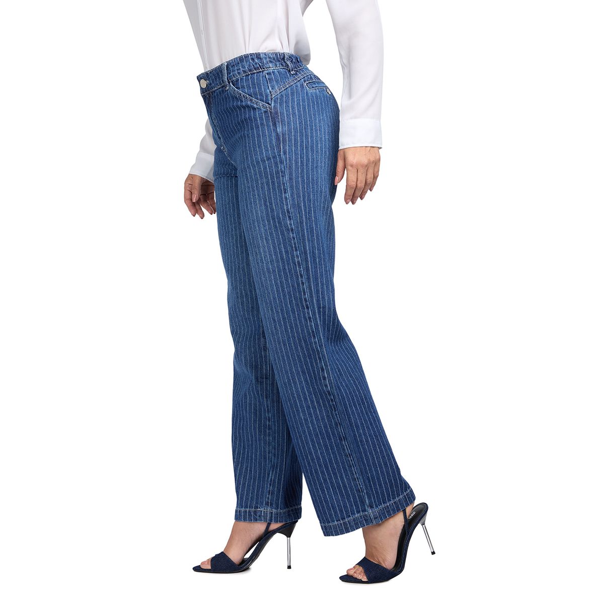 VRP BY VIVIANA RIVAS PLATA - Pant Denim Palazo A Rayas