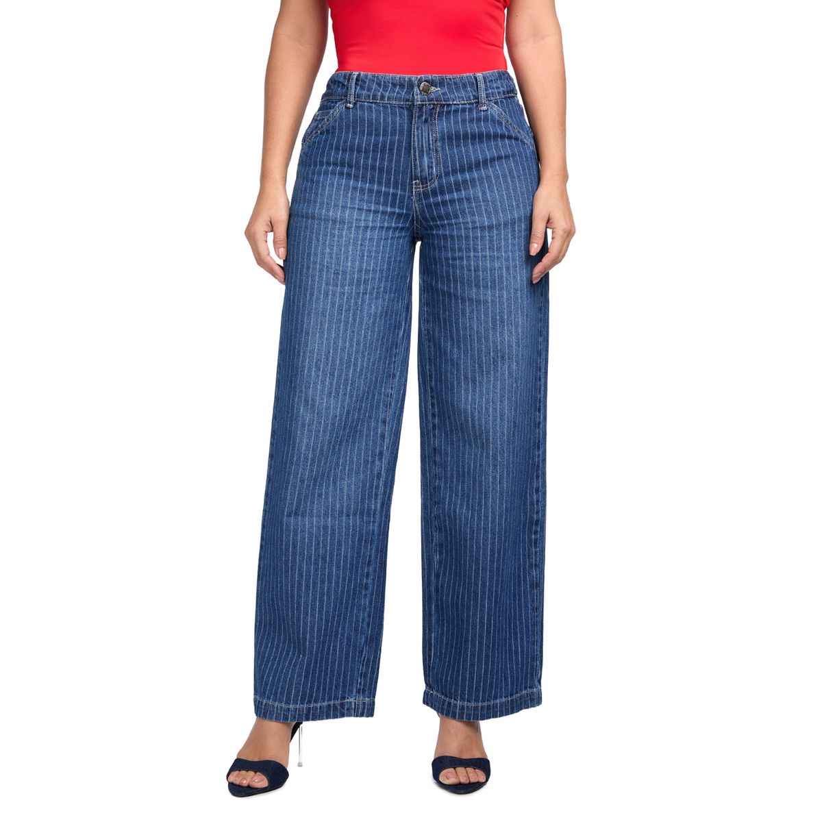 VRP BY VIVIANA RIVAS PLATA - Pant Denim Palazo A Rayas