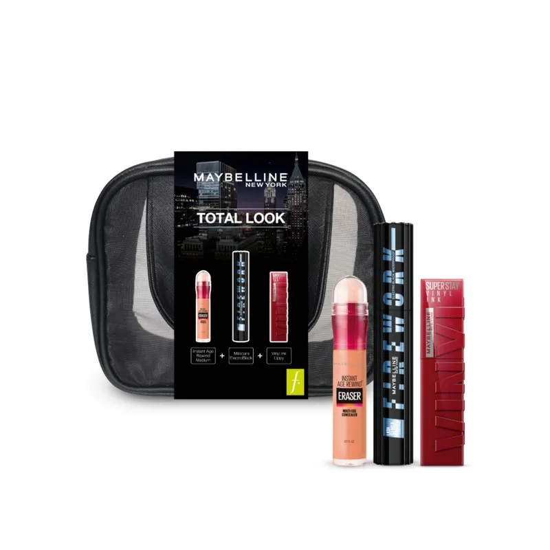 MAYBELLINE - Set Electroblack Firework + Vinyl Tono Lippy + Corrector Tono Medium
