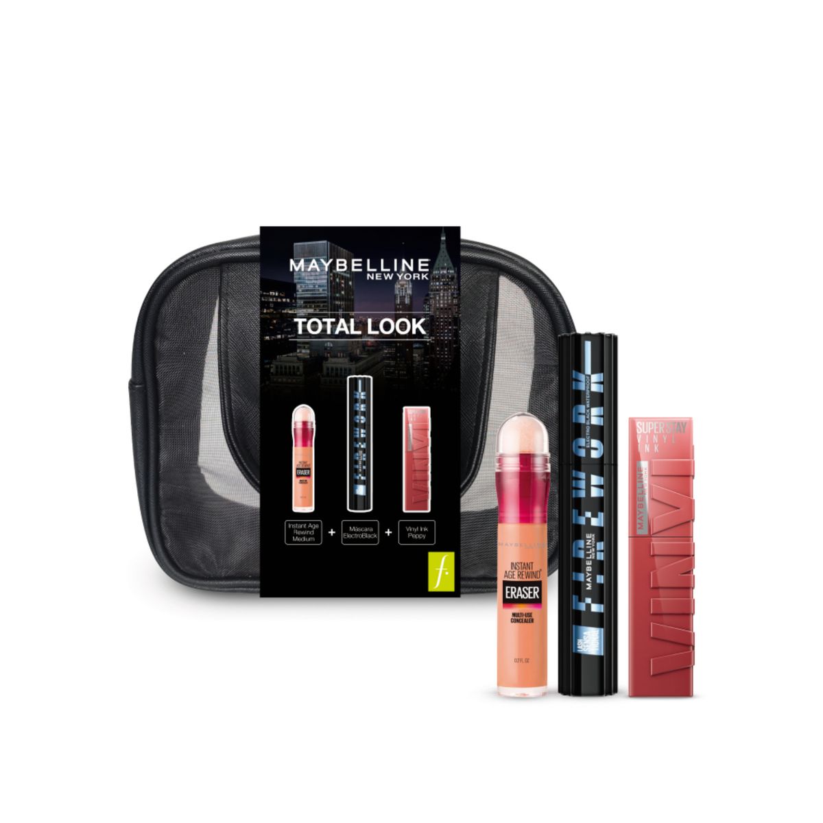 MAYBELLINE - Set Electroblack Firework + Vinyl Tono Peppy + Corrector Tono Medium