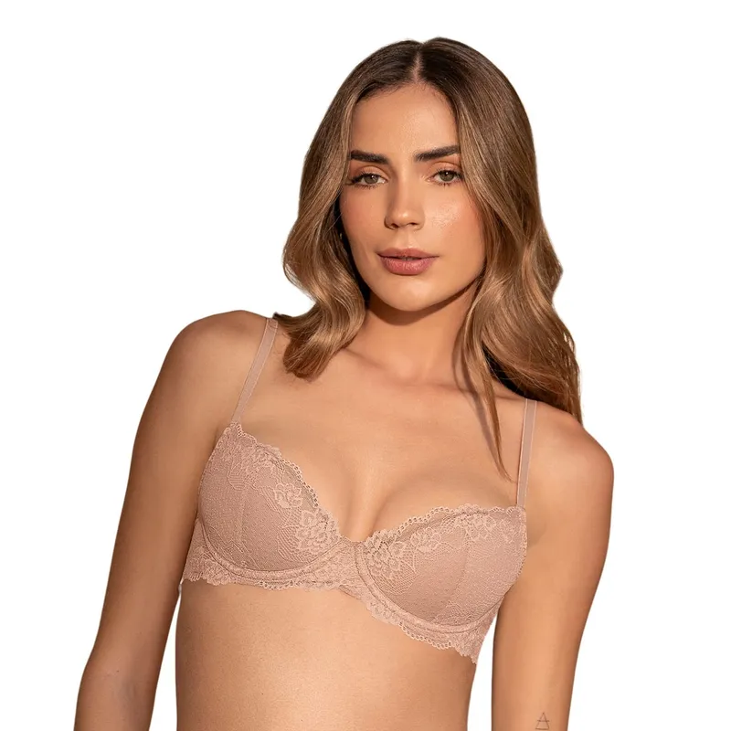 LEONISA - Brasier Media Copa Con Detalles De Encaje En Escote Y Espalda