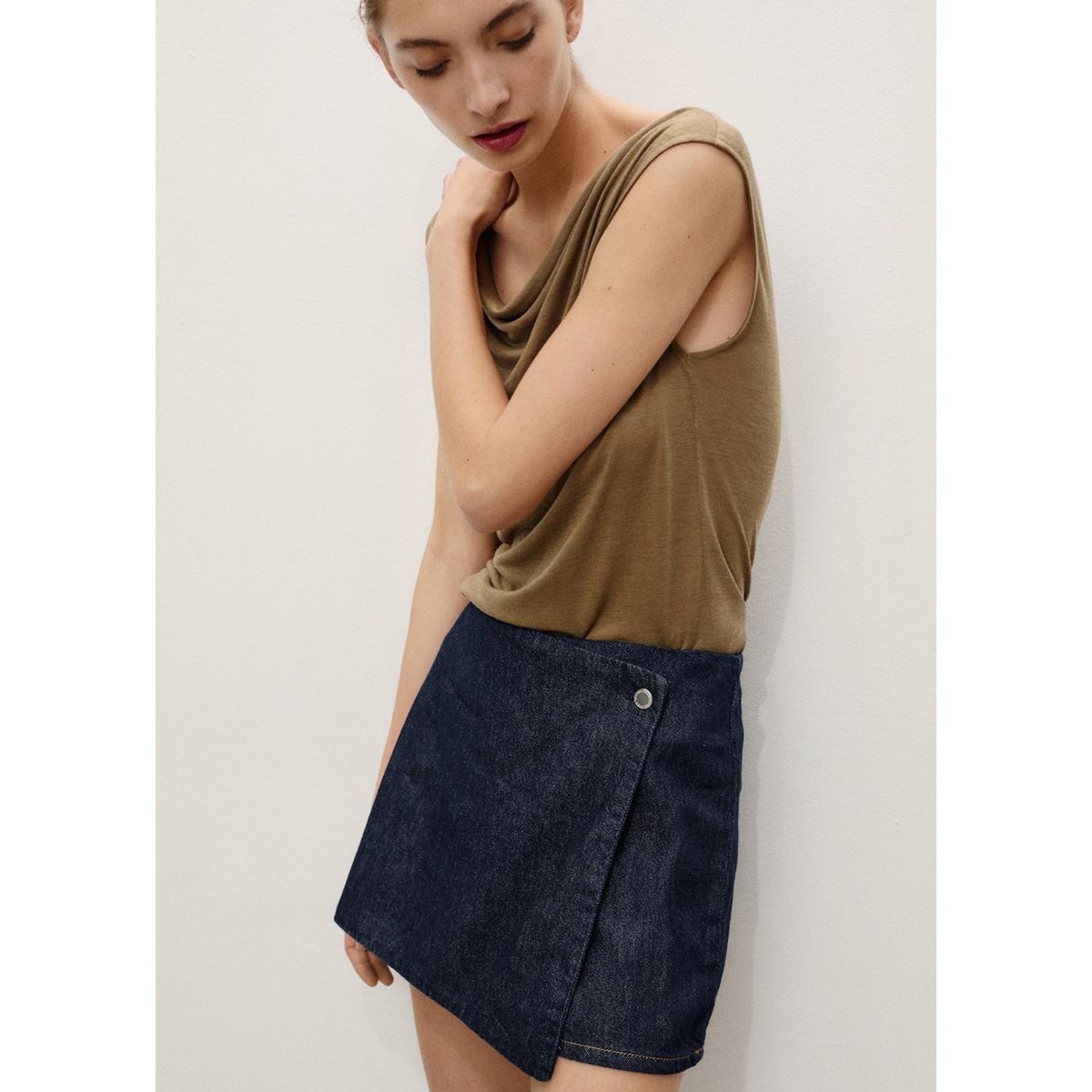 MANGO - Falda Short 100% Algodón Mujer Mango