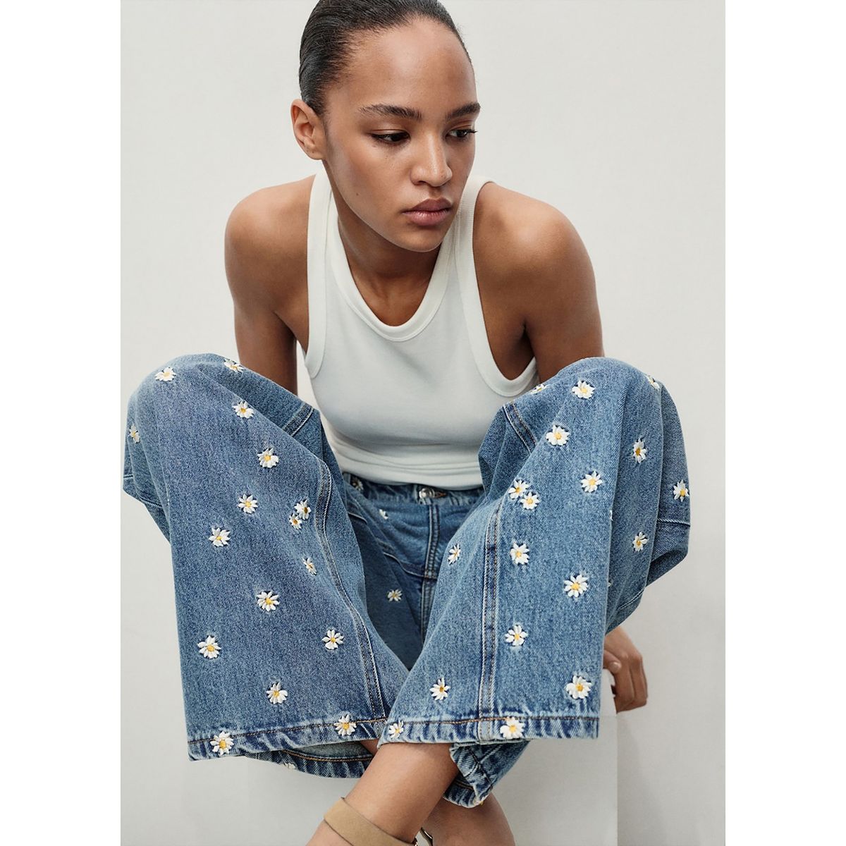 MANGO - Jean Wide Leg Tiro Medio Mujer Mango