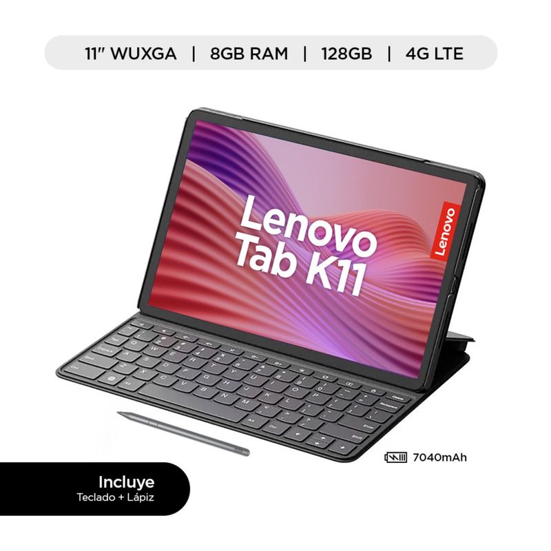 LENOVO - Tablet Lenovo Tab K11 8GB RAM 128GB 11" 4G LTE + Teclado + Lápiz