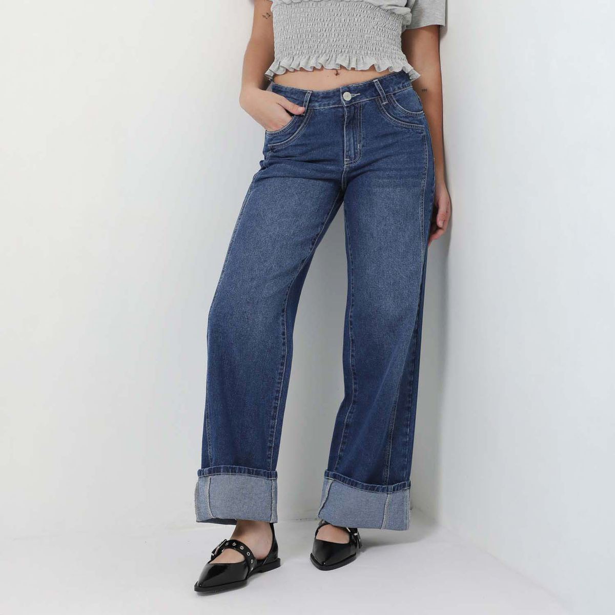 DENIMLAB - Jean Wide Leg Tiro Bajo Mujer Denimlab