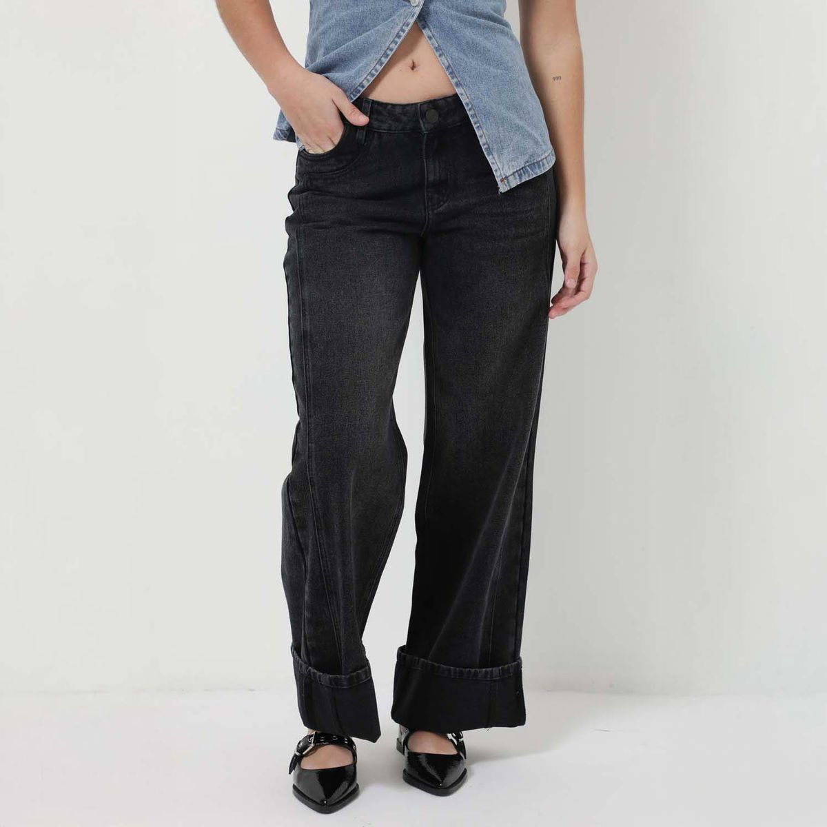 DENIMLAB - Jean Wide Leg Tiro Bajo Mujer Denimlab