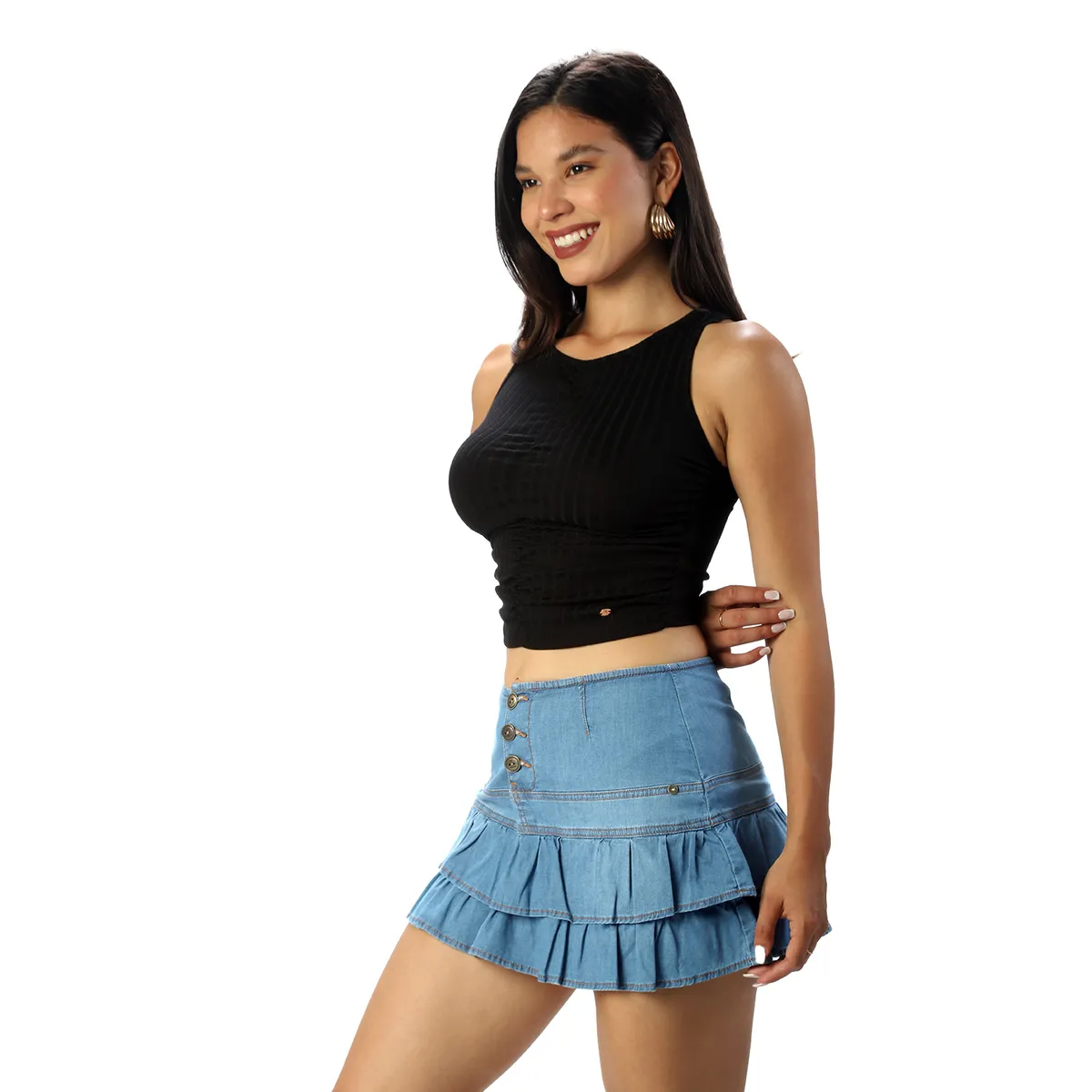 FORDAN JEANS - Falda Short Con Bobos Cod3918