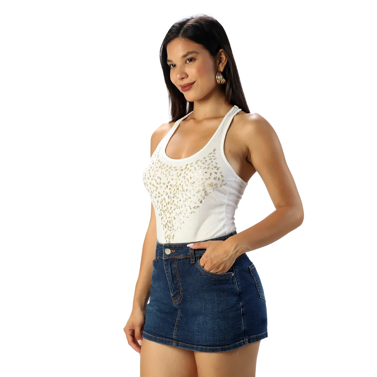 FORDAN JEANS - Falda Short Bolsill.parche Cod3906