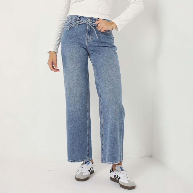 SYBILLA - Jean Wide Leg Tiro Medio Mujer Sybilla