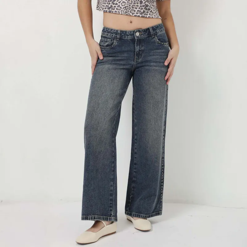 SYBILLA - Jean Wide Leg Low Rise Mujer