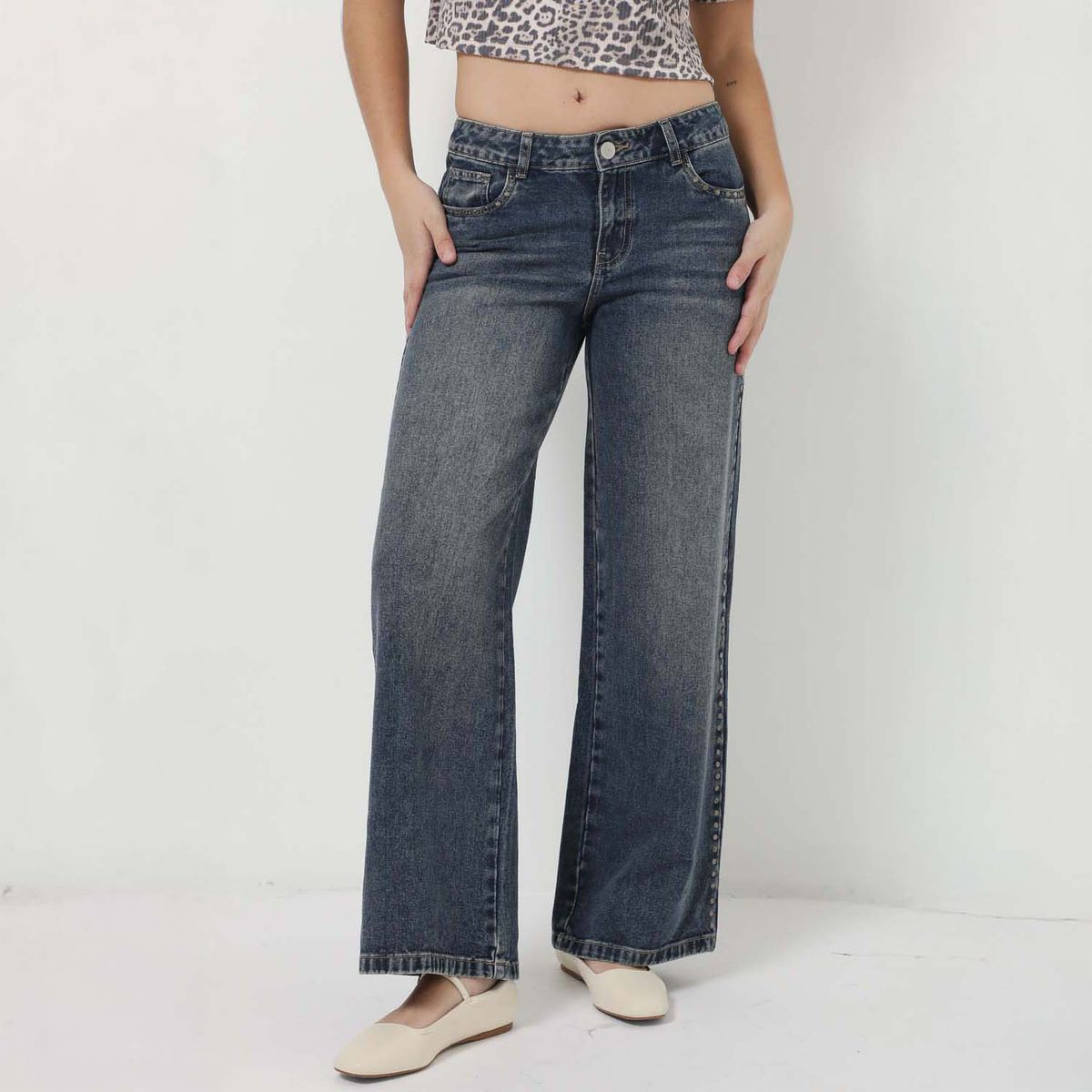 SYBILLA - Jean Wide Leg Low Rise Mujer
