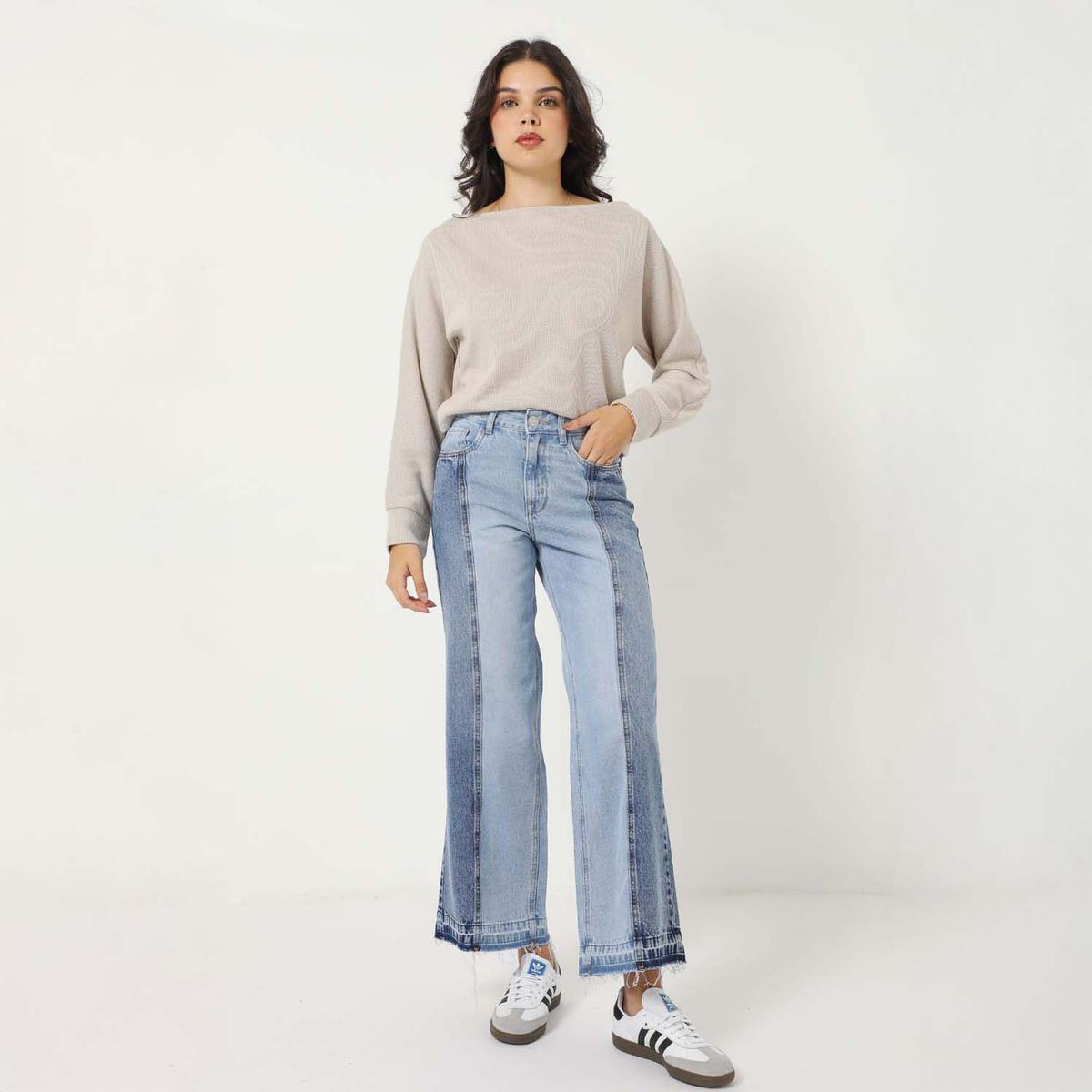 SYBILLA - Jean Wide Leg Tiro Medio Mujer Sybilla