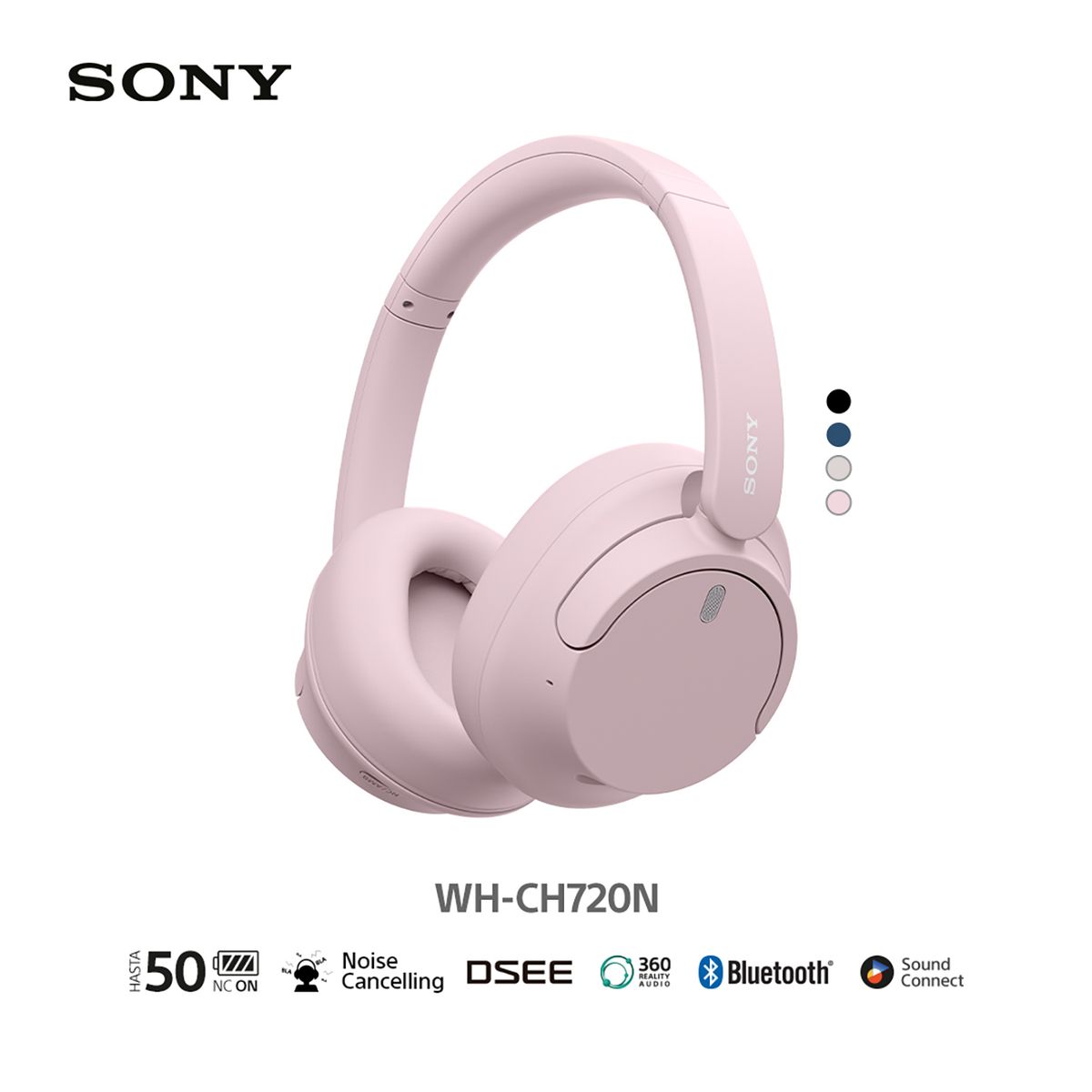 SONY - Sony Audífonos Bluetooth Wh-ch720n Noise Cancelling Rosa