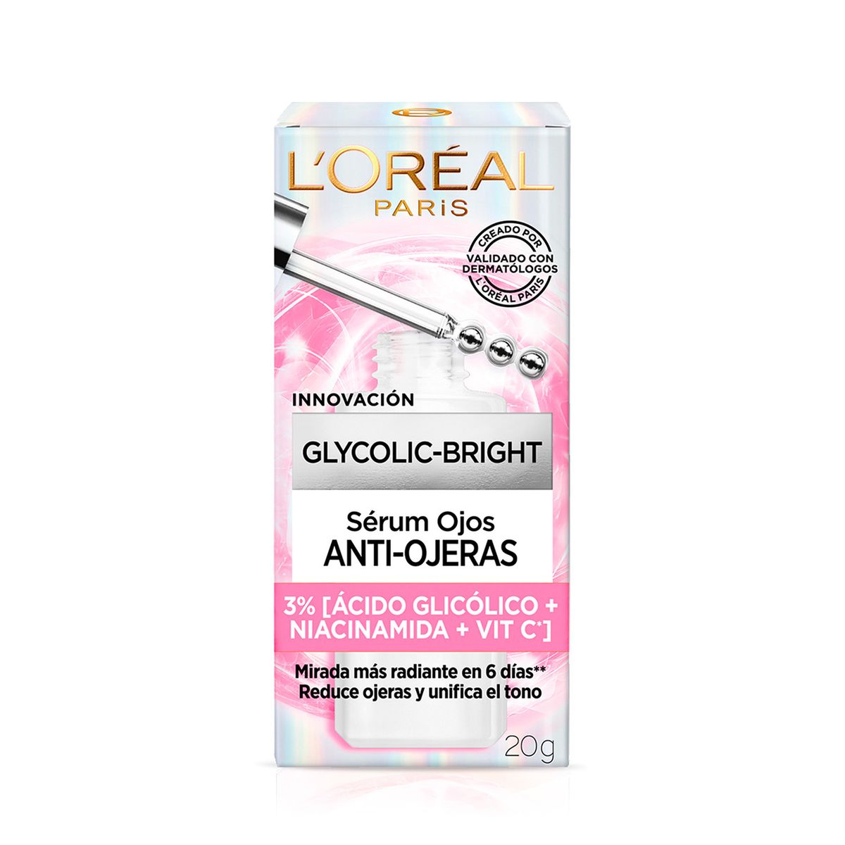 LOREAL PARIS - Contorno De Ojos Glycolic Bright Eye Serum Con Ácido Glicólico 30 ml
