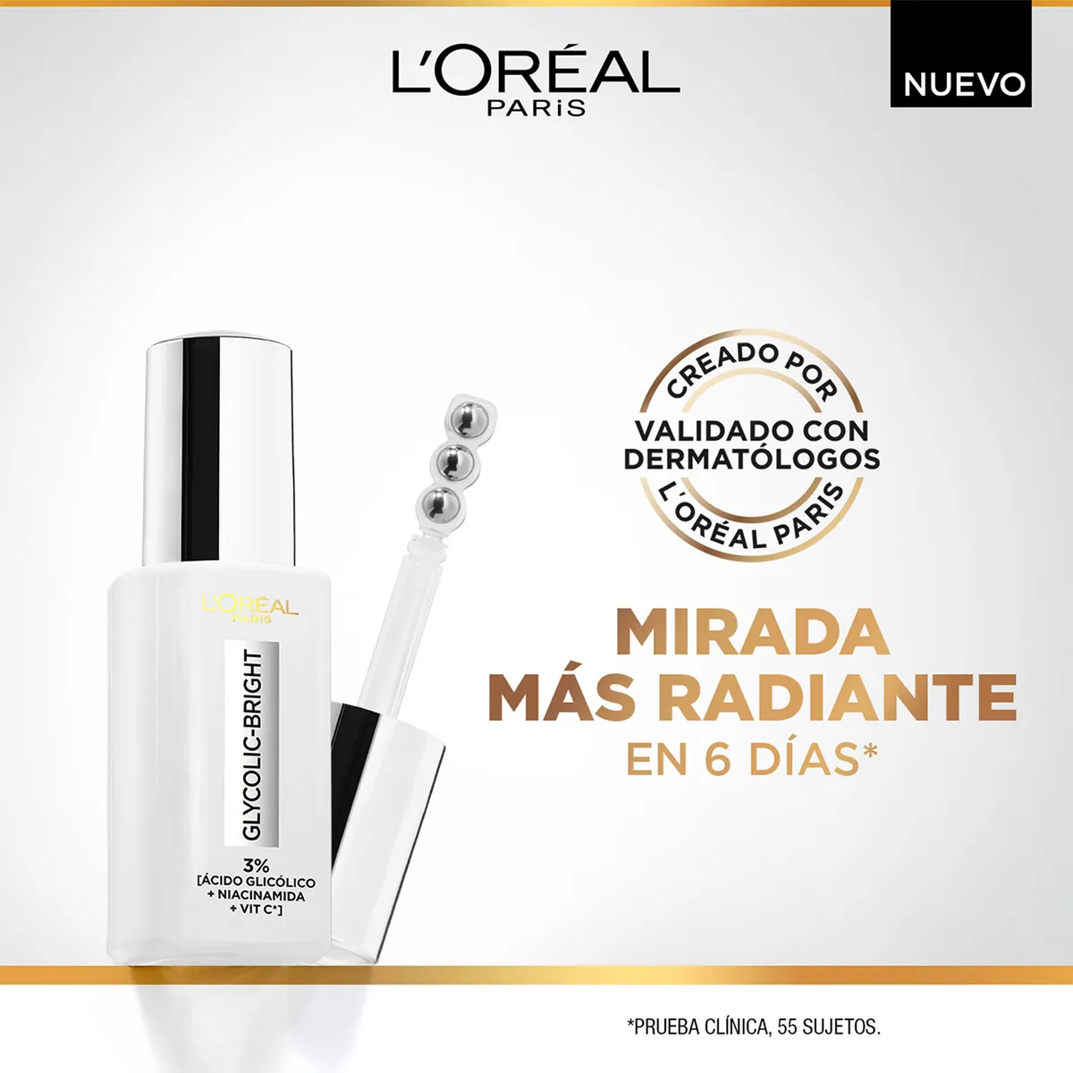 LOREAL PARIS - Contorno De Ojos Glycolic Bright Eye Serum Con Ácido Glicólico 30 ml