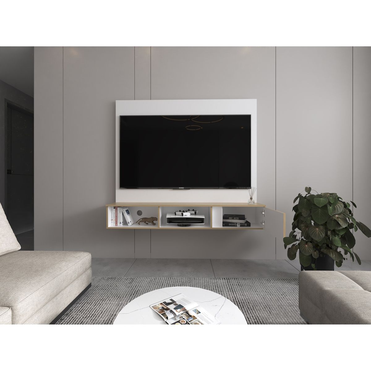 TUHOME - Panel Tv65 Dassel Blanco Fresn