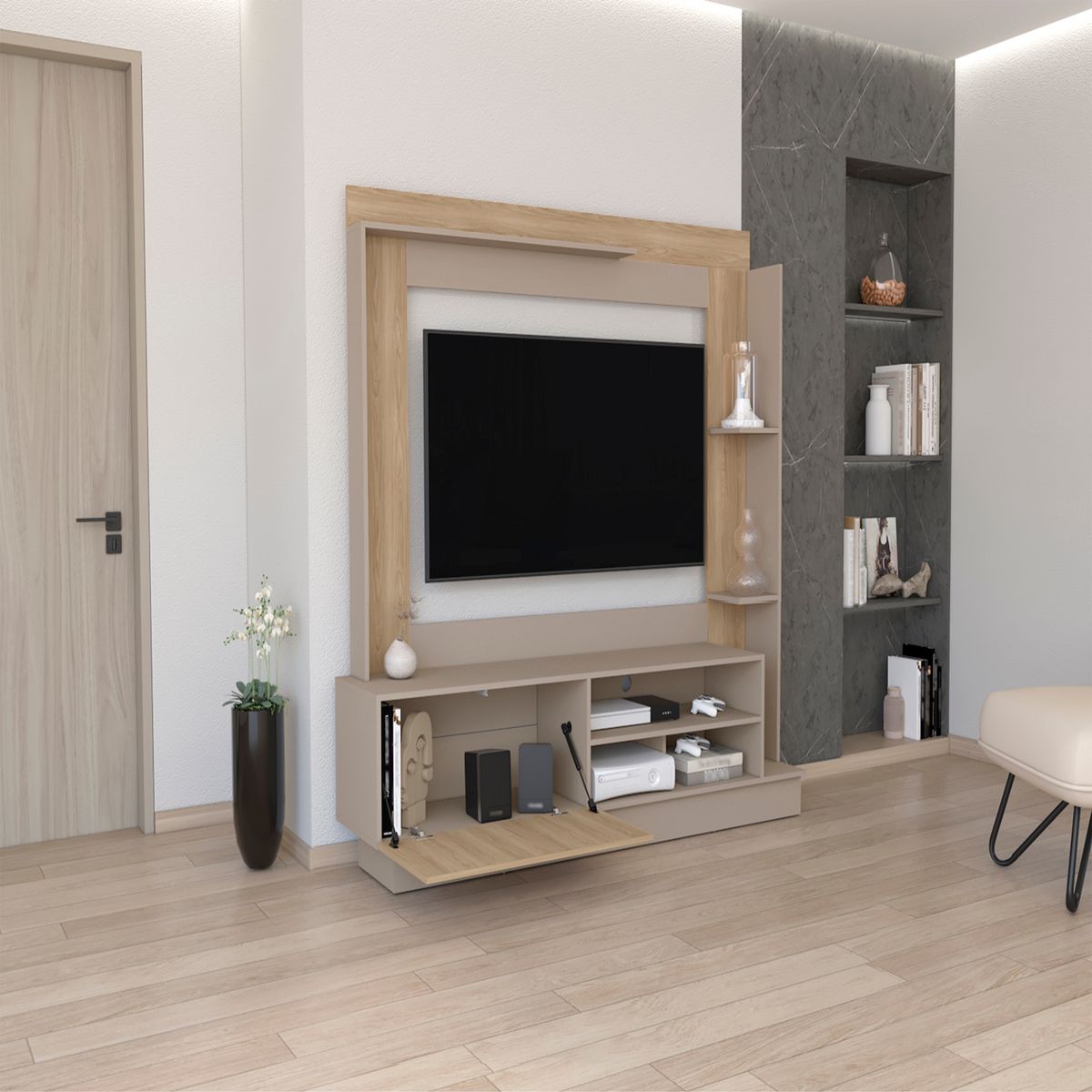 TUHOME - Estante Tv70 Doha Taupe Fresno