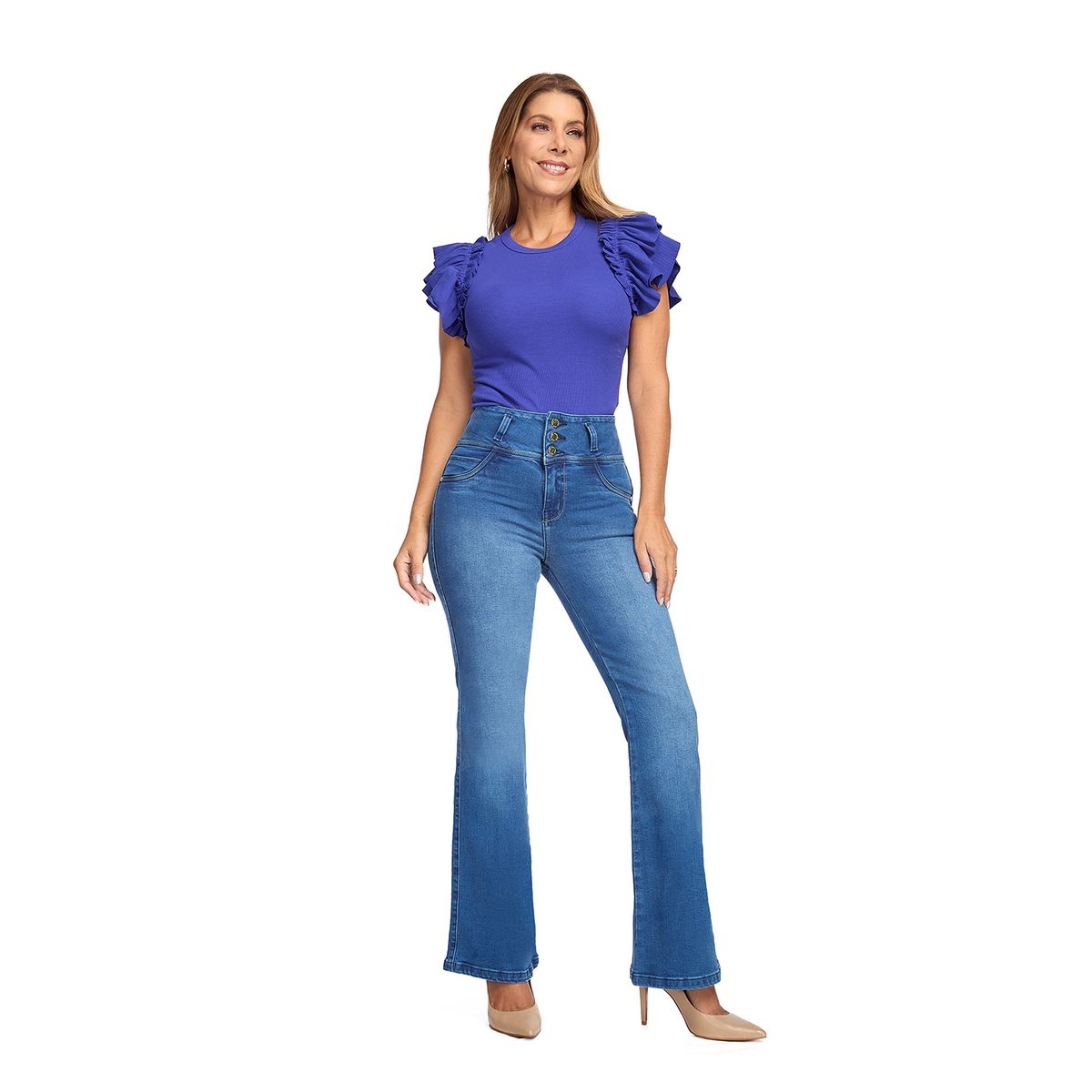 VRP BY VIVIANA RIVAS PLATA - Jean Flare Tiro Alto Mujer Vrp By Viviana Rivas Plata