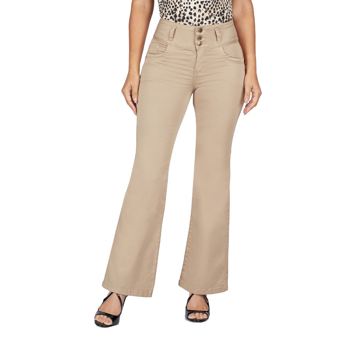 VRP BY VIVIANA RIVAS PLATA - Pantalón Flare Tiro Alto Mujer Vrp By Viviana Rivas Plata