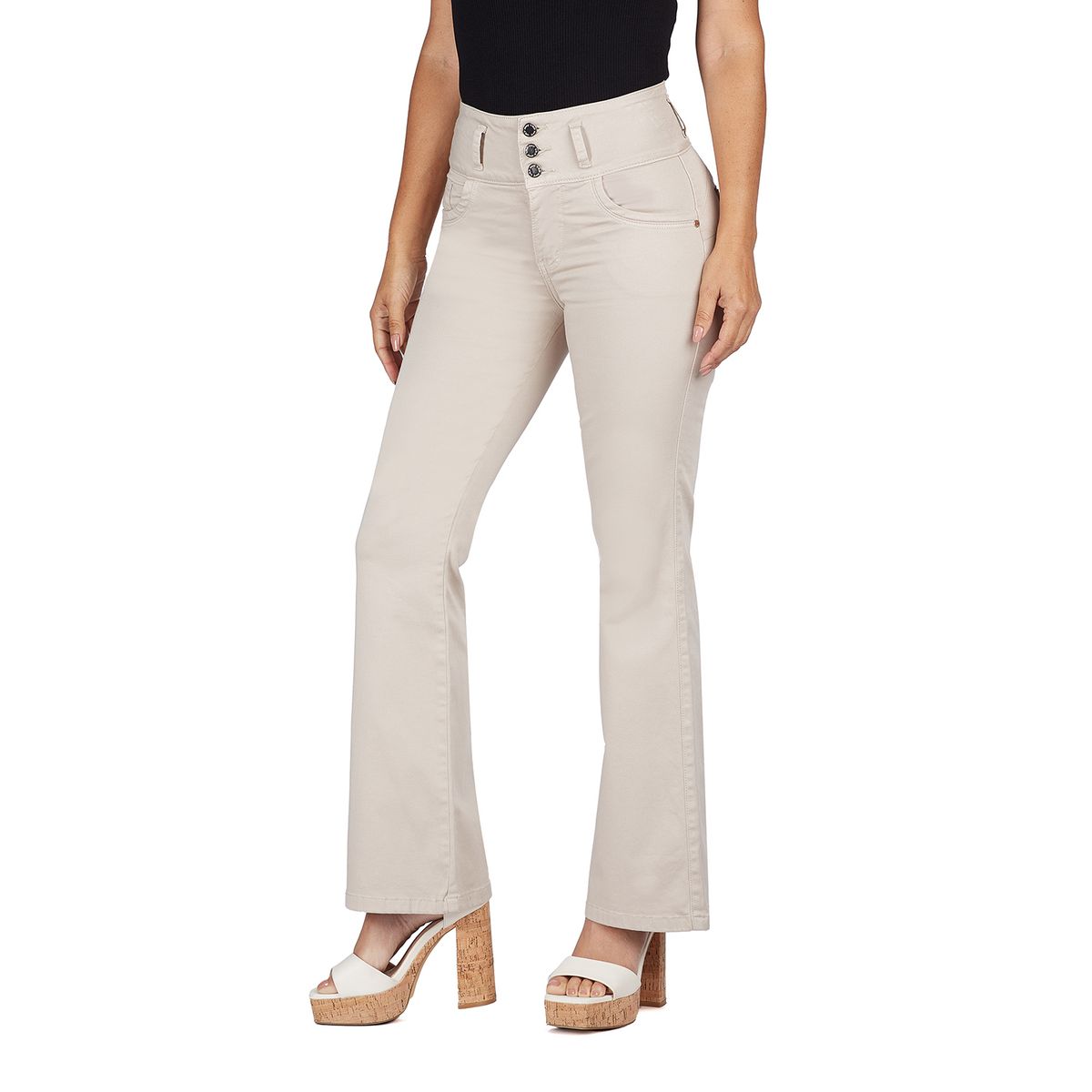 VRP BY VIVIANA RIVAS PLATA - Pantalón Flare Tiro Alto Mujer Vrp By Viviana Rivas Plata