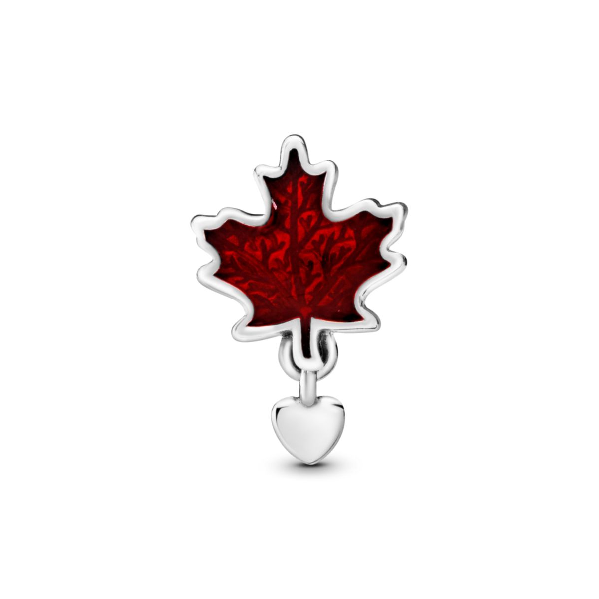 PANDORA - Charm De Hoja De Arce De Plata Con Esmalte Rojo