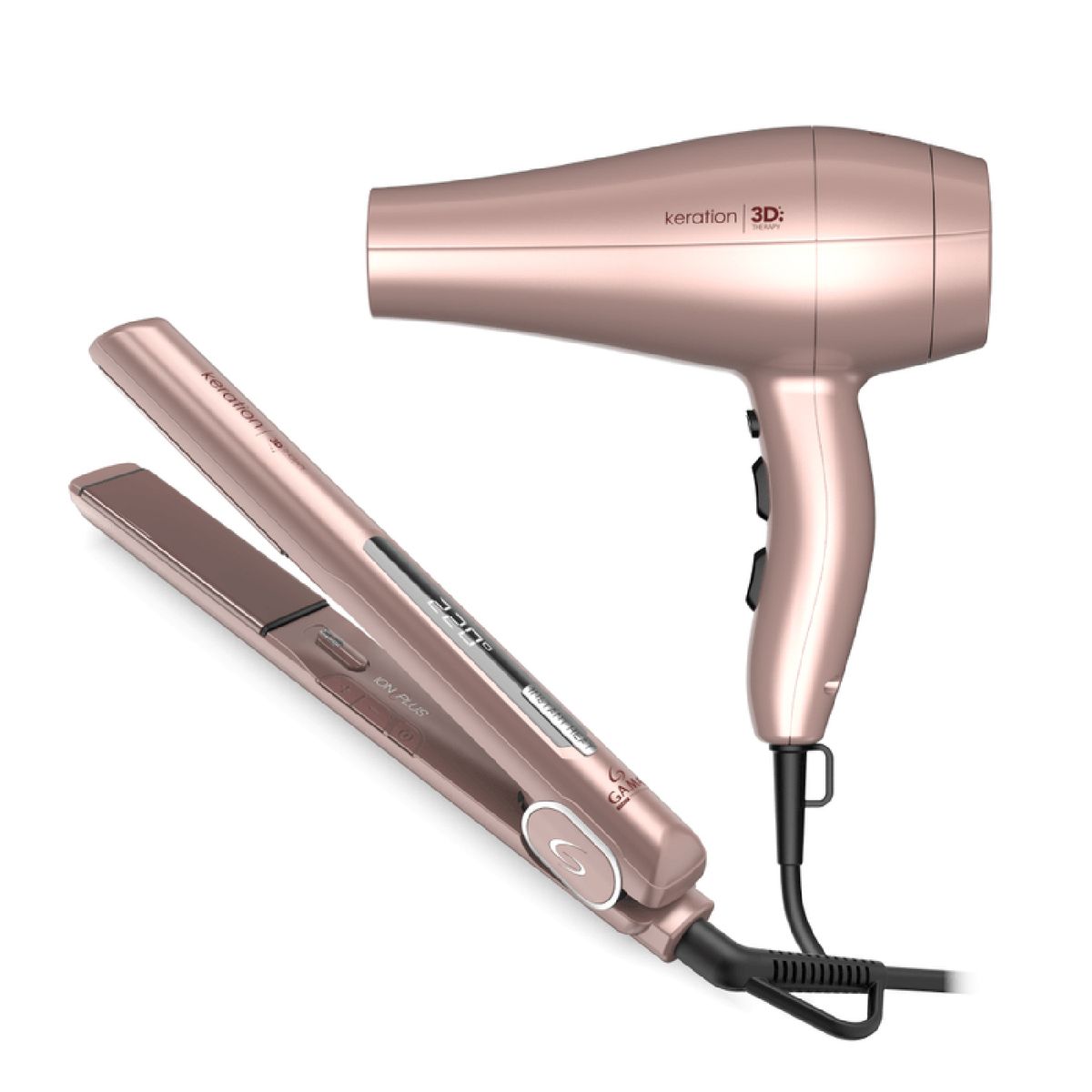 GAMA - Combo Keration Rosé 3d: Plancha Starlight + Secadora Diva