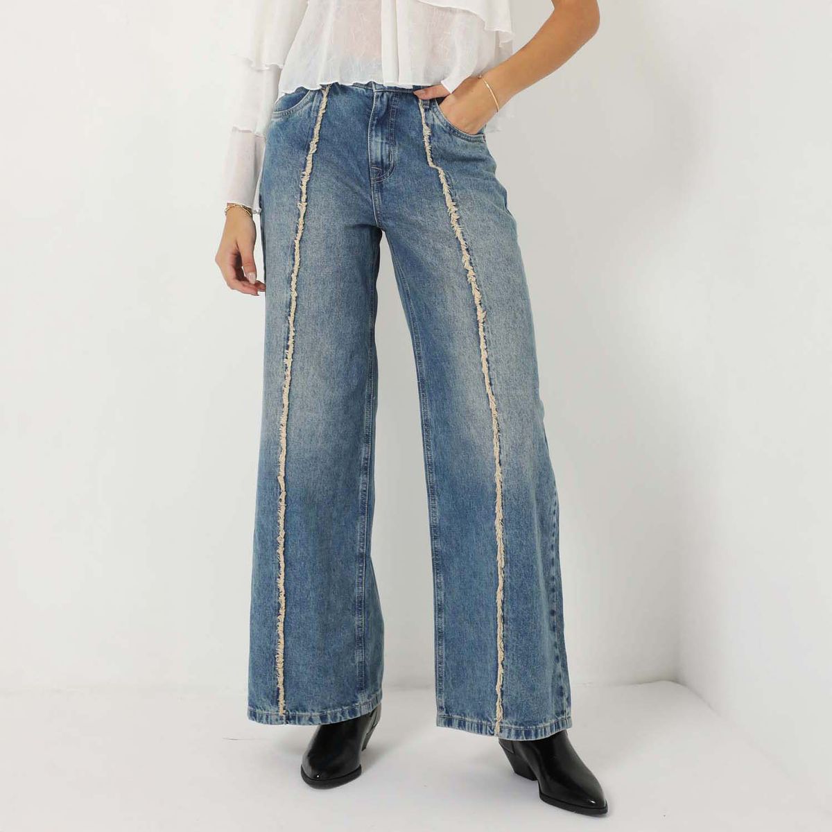 SYBILLA - Jean Wide Leg Low Rise Mujer  Sybilla