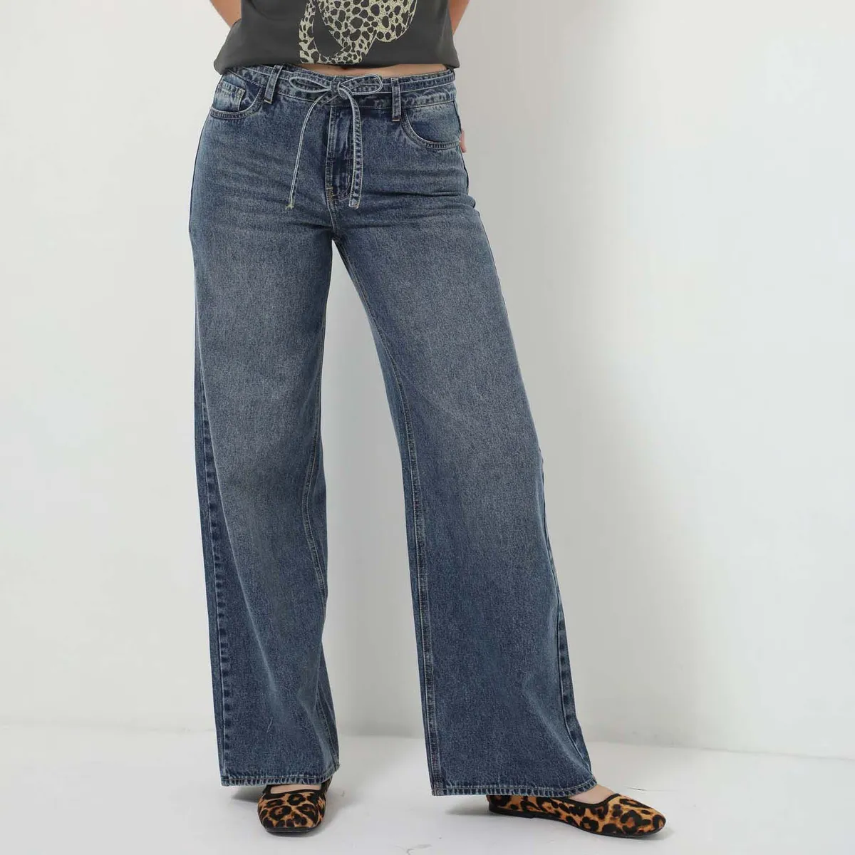 DENIMLAB - Jean Wide Leg Tiro Medio Mujer Denimlab