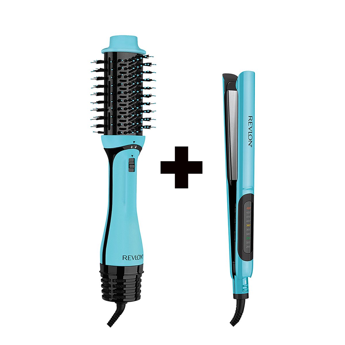 REVLON - Combo One Step Secador y Voluminizador Plus Menta + Alisadora Lasting Brillance