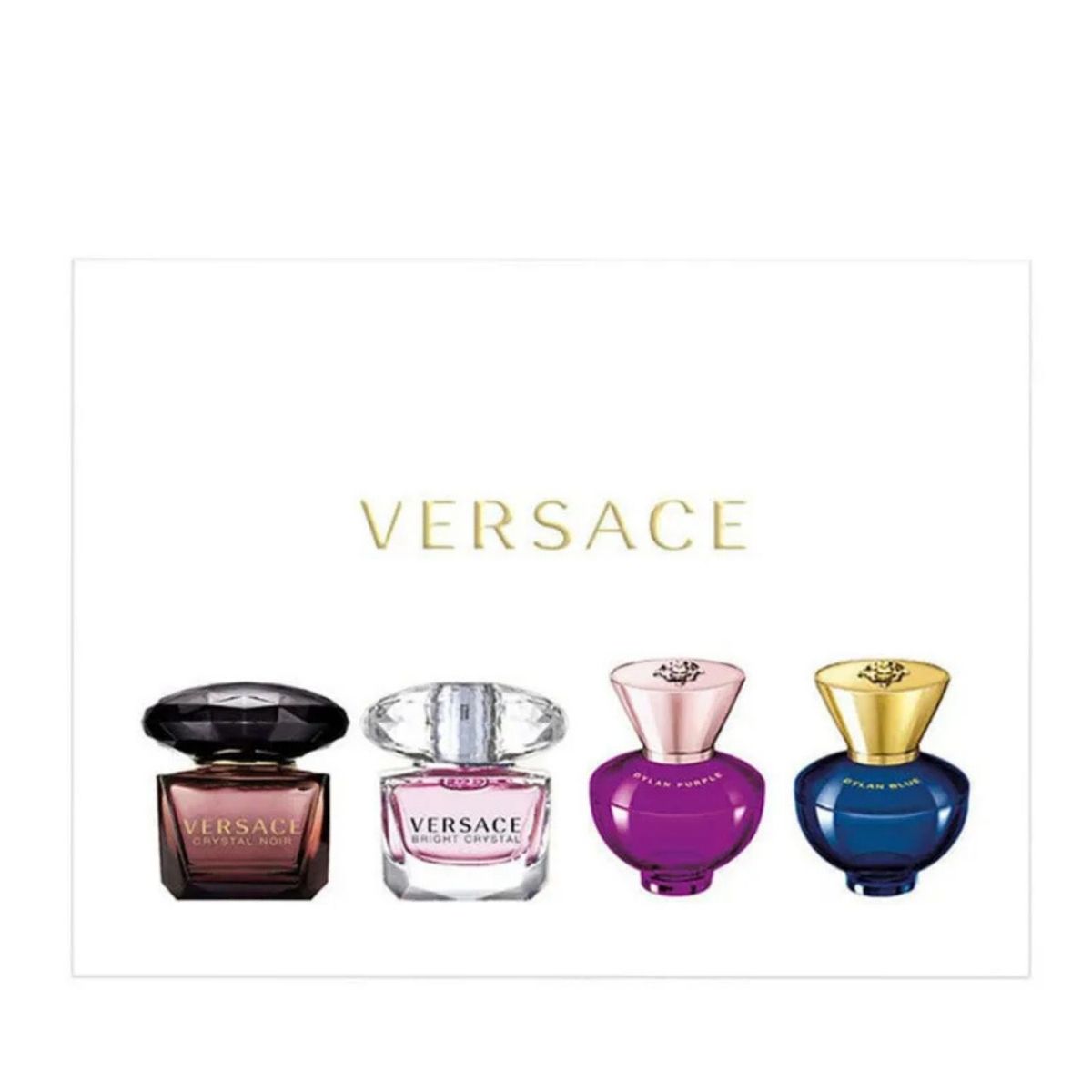 VERSACE - Set Miniaturas Perfume Versace Mujer Deluxe 4 Fragancias Dylan Purple Blue Bright Crystal Noir 5ml