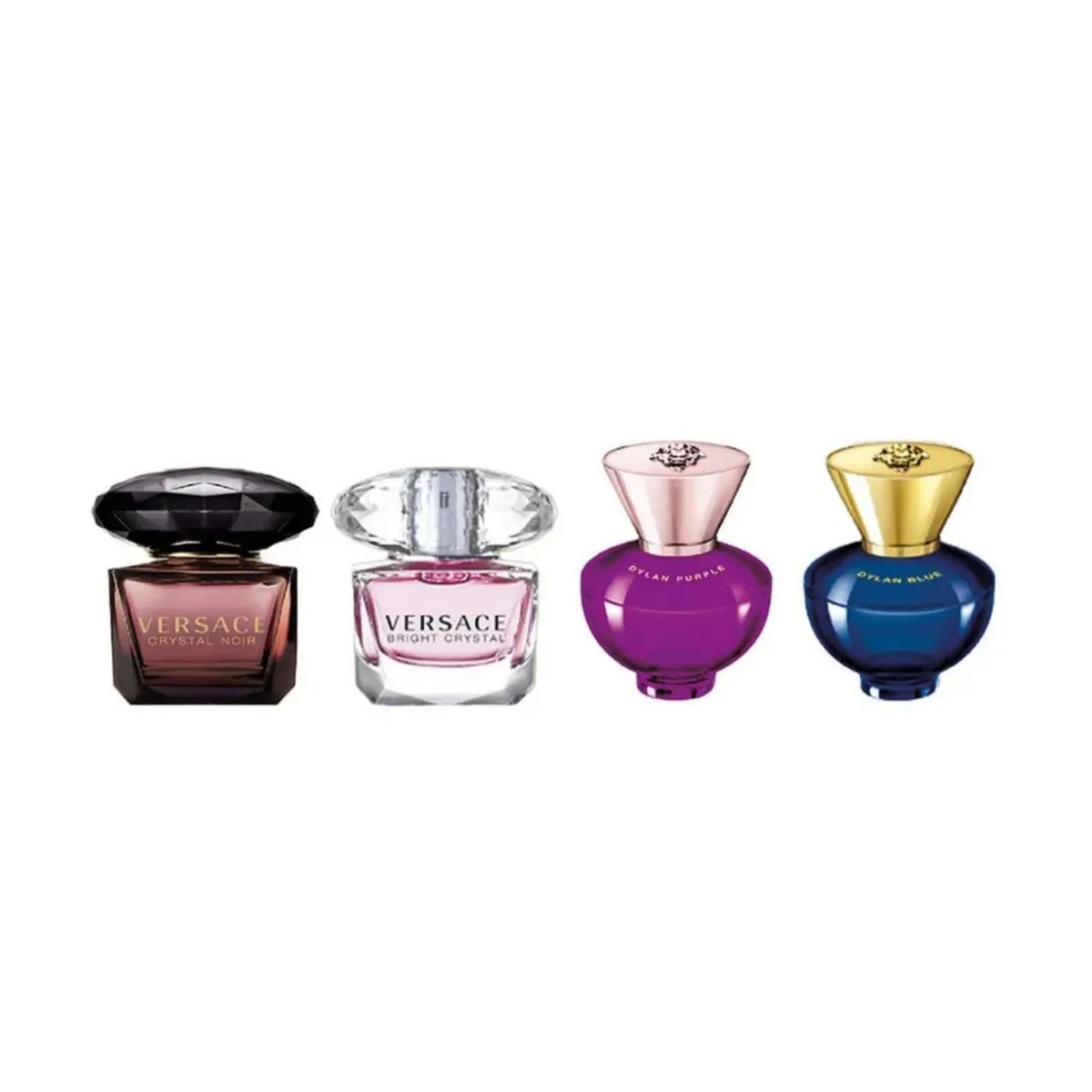 VERSACE - Set Miniaturas Perfume Versace Mujer Deluxe 4 Fragancias Dylan Purple Blue Bright Crystal Noir 5ml